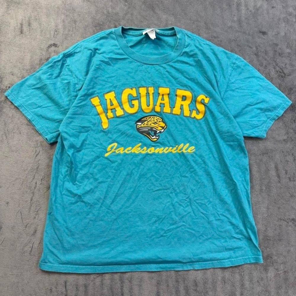 Jacksonville Jaguars T-Shirt Men's XL Teal Gold Made in USA Vintage 90s NFL